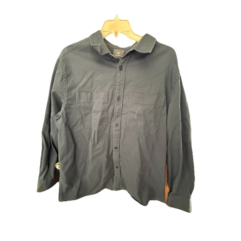 H&M Men's Dark Gray Regular Fit Button-Up Shirt Size XL